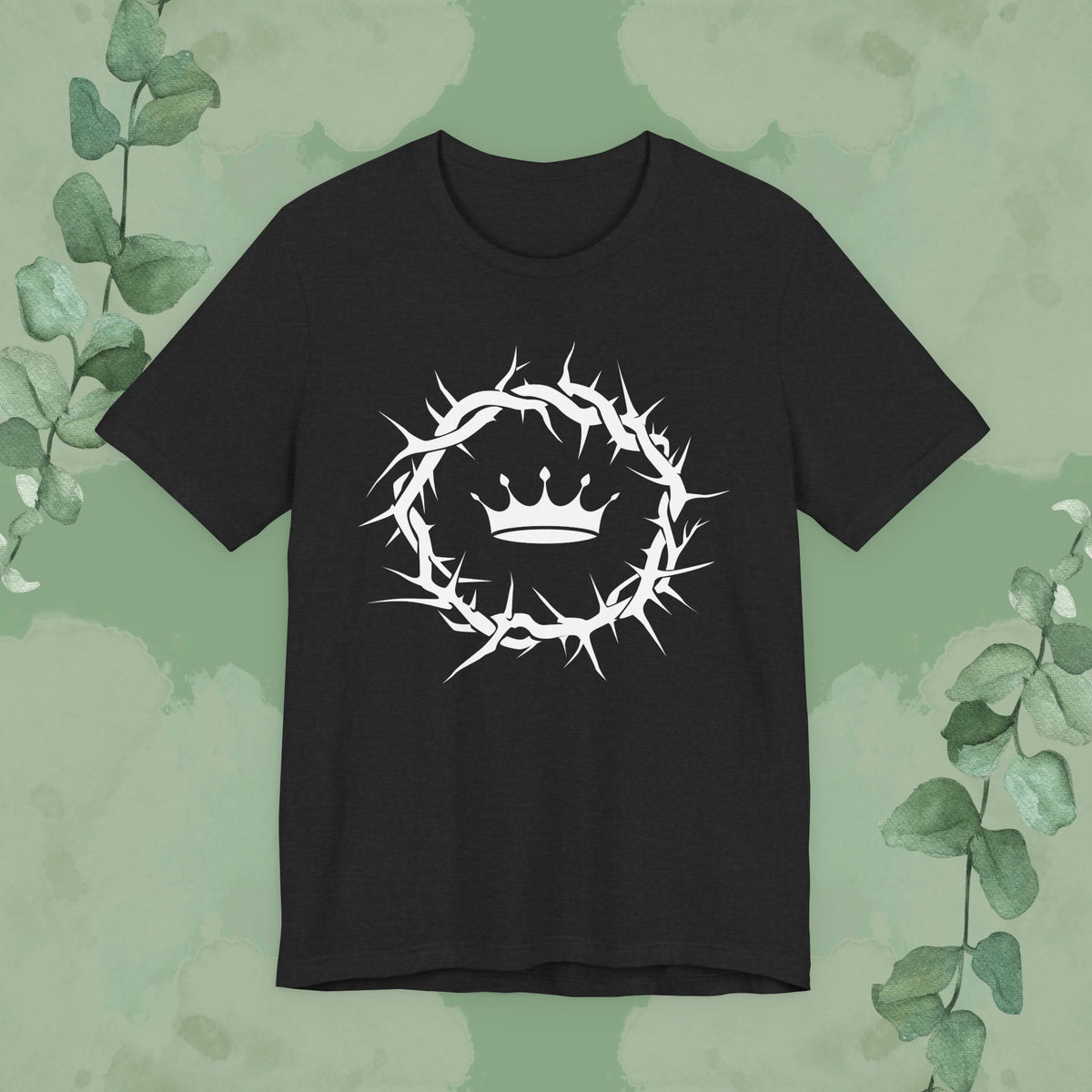 Black Christian T-shirt with “Jesus Is King” crown of thorns design