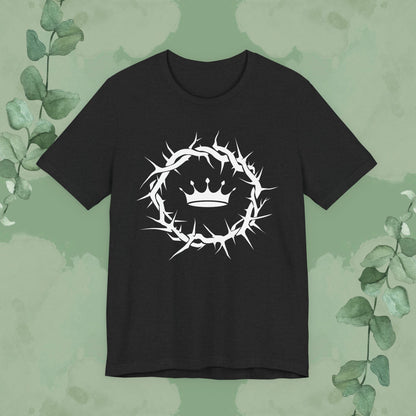 Black Christian T-shirt with “Jesus Is King” crown of thorns design