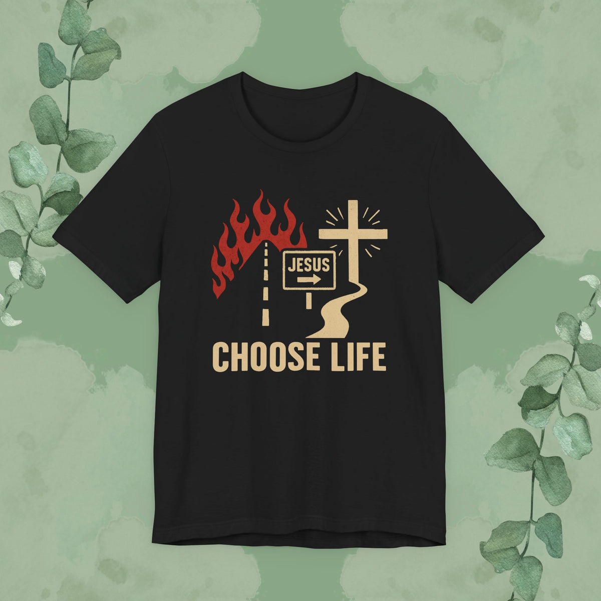 Black Christian T-shirt with “Choose Life” faith-based design