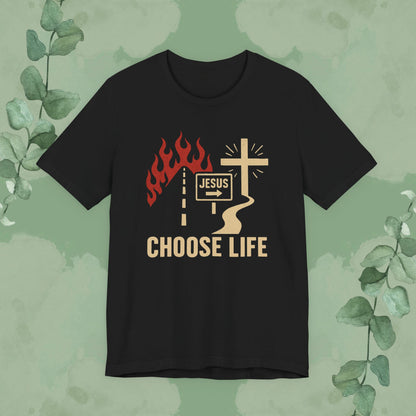 Black Christian T-shirt with “Choose Life” faith-based design