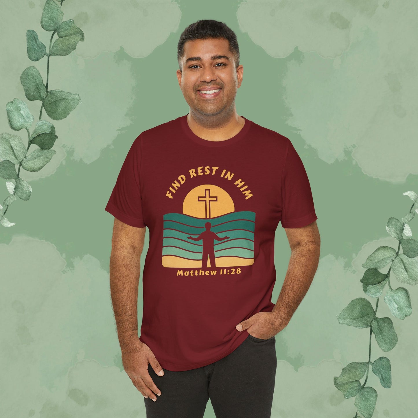 Find Rest in Him – Matthew 11:28 T-Shirt
