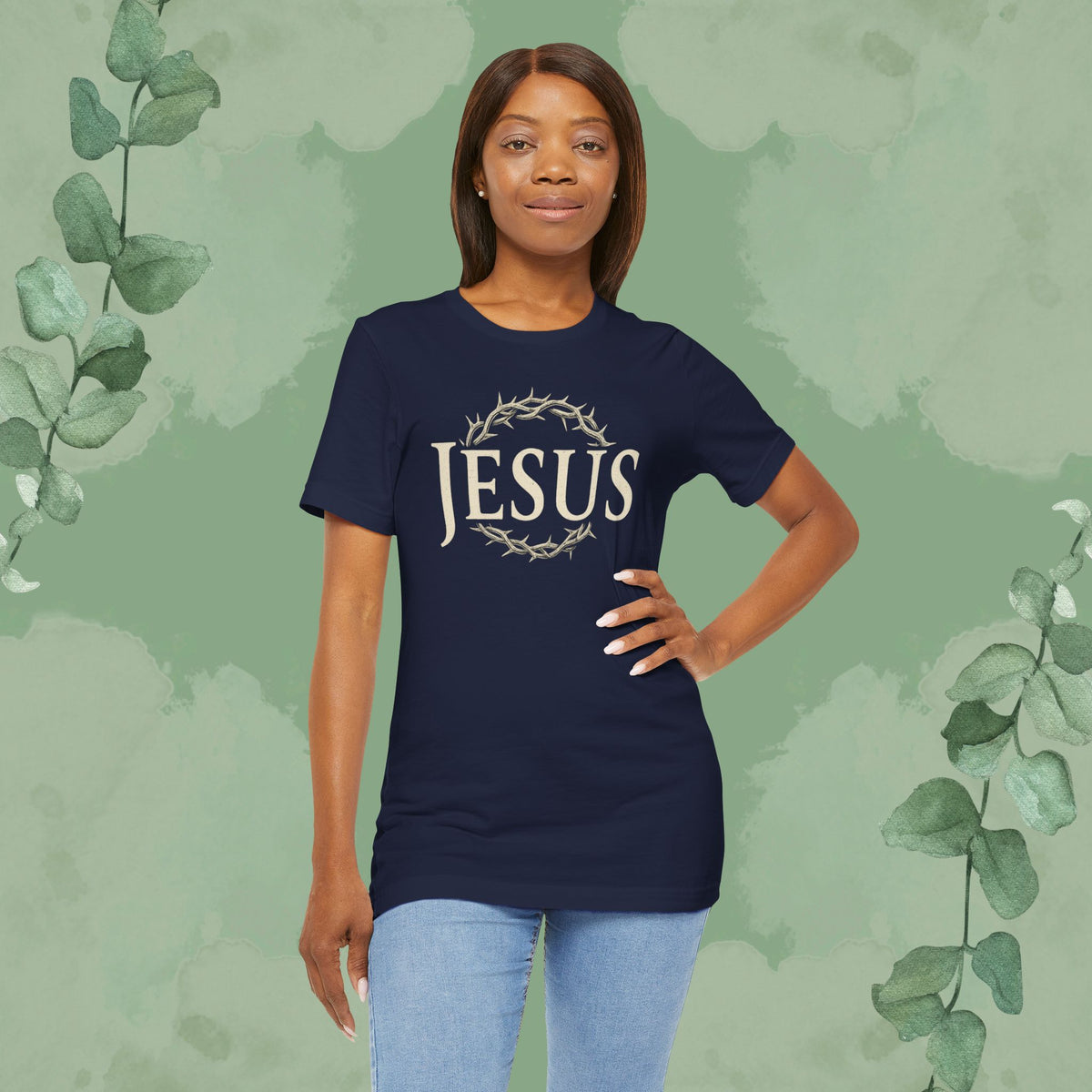 Jesus – Crown of Thorns Christian T-Shirt | Faith Statement Tee | True Vine Design