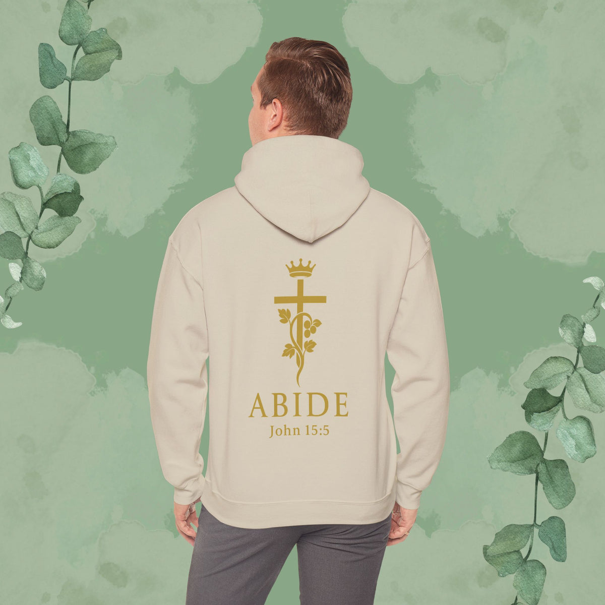 Abide – John 15:5 Christian Hoodie – Vine & Cross Design