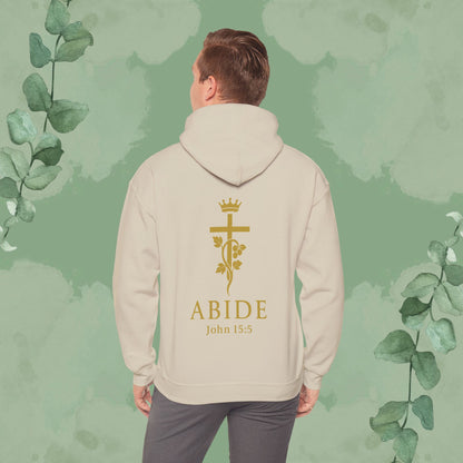 Abide – John 15:5 Christian Hoodie – Vine & Cross Design