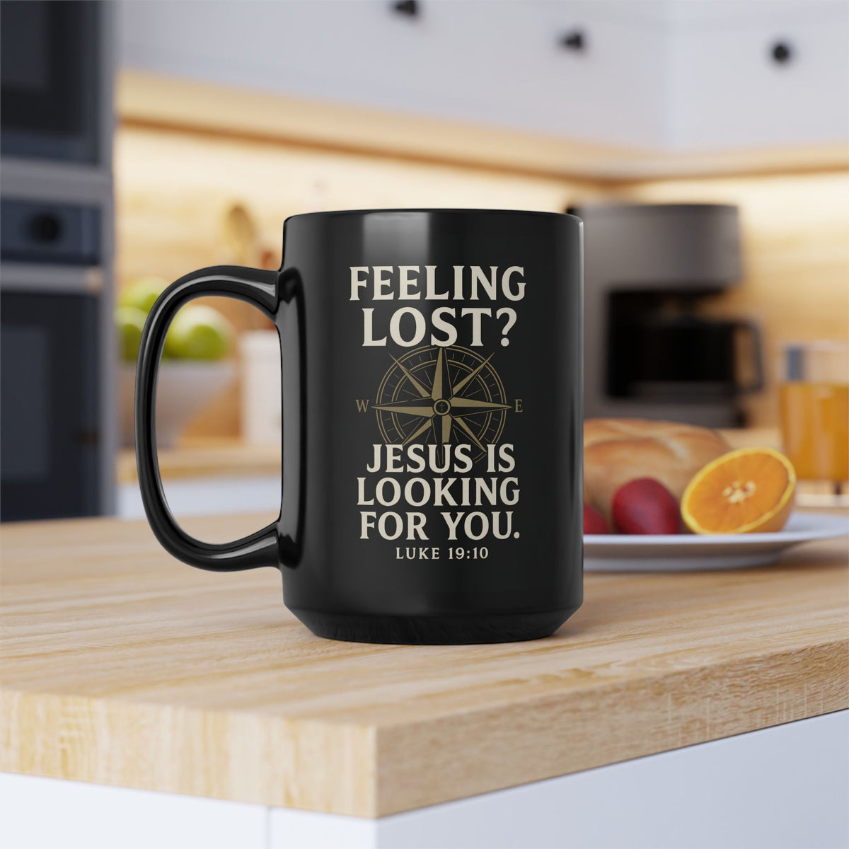 Feeling Lost? Jesus Is Looking for You – Luke 19:10 Black Mug