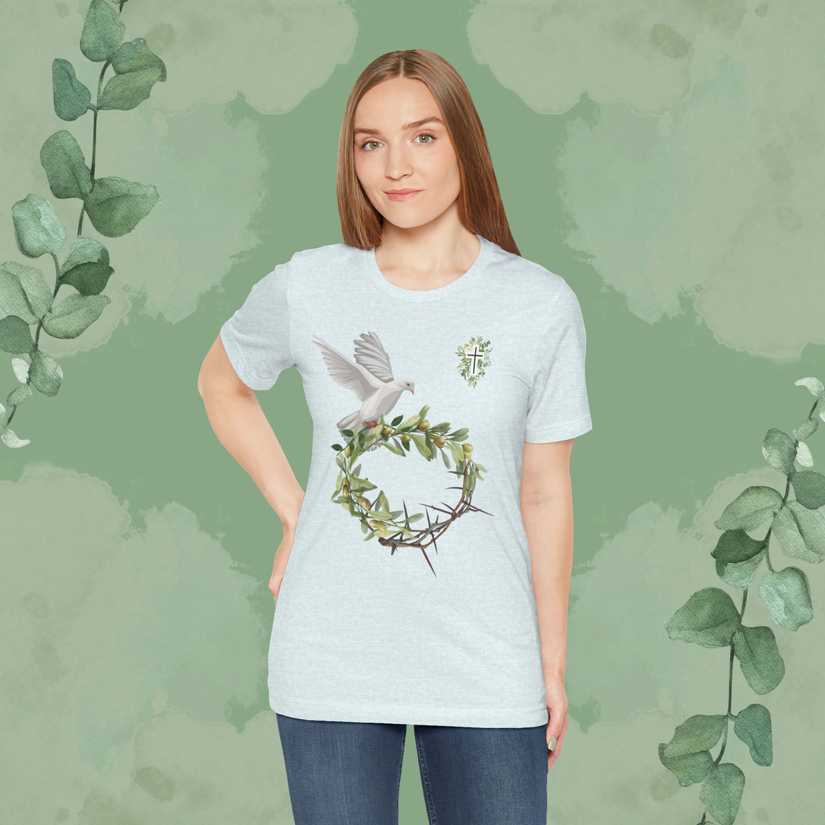 Peace & Redemption Dove T-Shirt – Crown of Thorns and Olive Branch Christian Tee