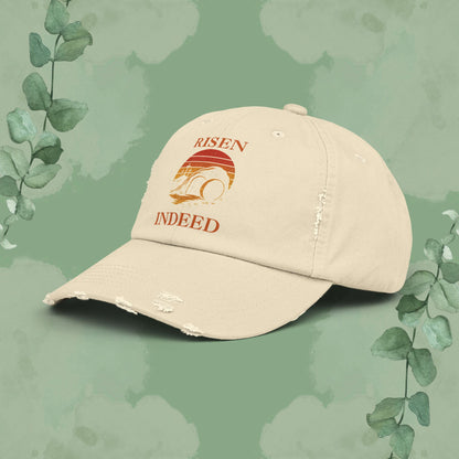 Risen Indeed – Vintage-Style Distressed Christian Cap