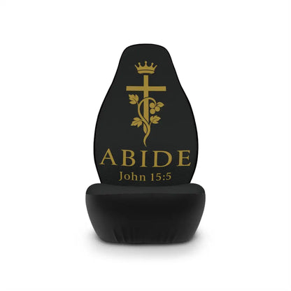 “Abide – John 15:5” Car Seat Covers – Christian Vine & Cross Design (Set of 2) - 48.03’’ × 18.50’’ / Black - All Over