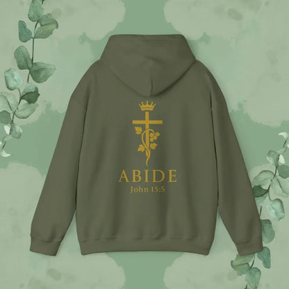 Abide – John 15:5 Christian Hoodie – Vine & Cross Design - Hoodie