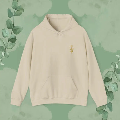 Abide – John 15:5 Christian Hoodie – Vine & Cross Design - Sand / S - Hoodie