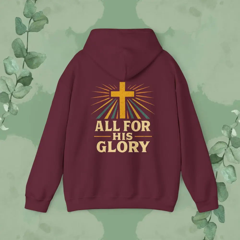 All For His Glory Christian Hoodie Maroon / S Hoodie