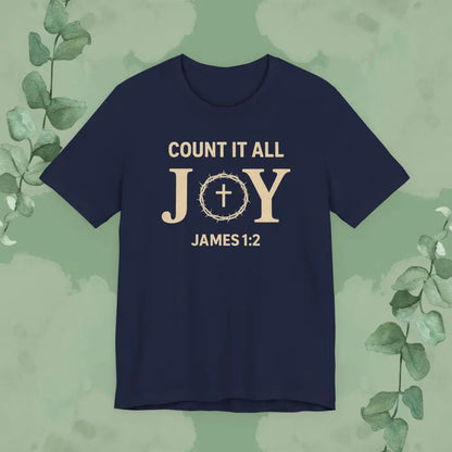 Count It All Joy - James 1:2 Christian T-Shirt - Navy / S - T-Shirt