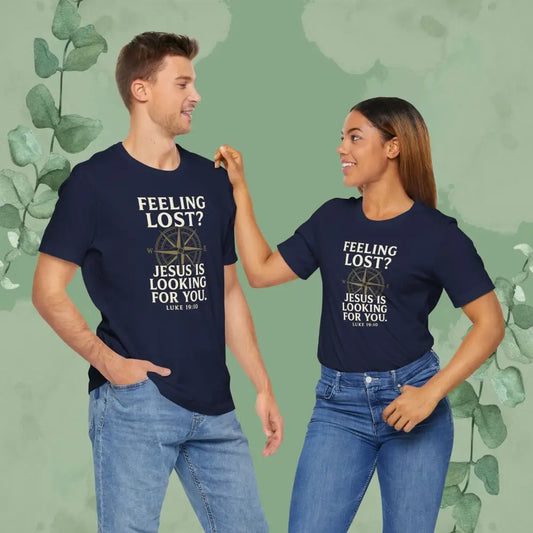 Feeling Lost? Jesus Is Looking for You – Luke 19:10 Christian T-Shirt - Navy / S - T-Shirt