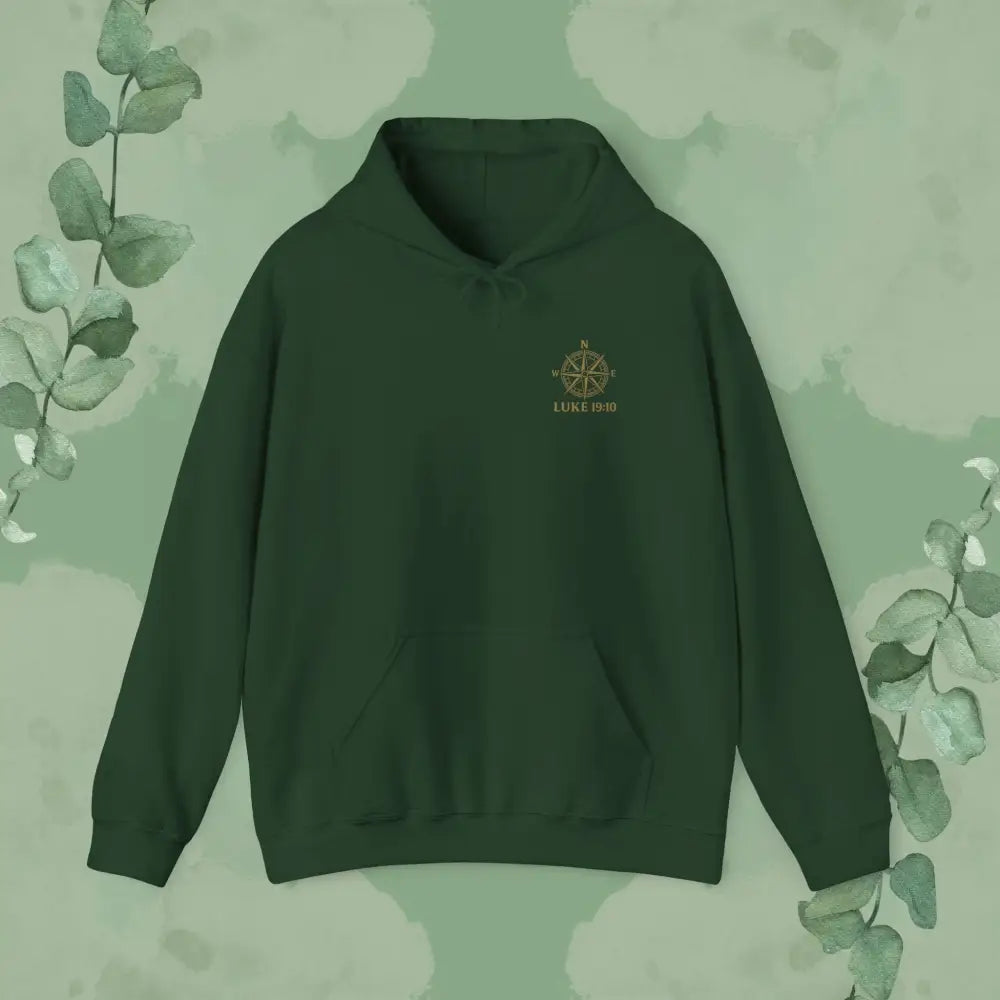 Feeling Lost? Jesus is Looking for You – Luke 19:10 Compass Hoodie - Forest Green / S - Hoodie