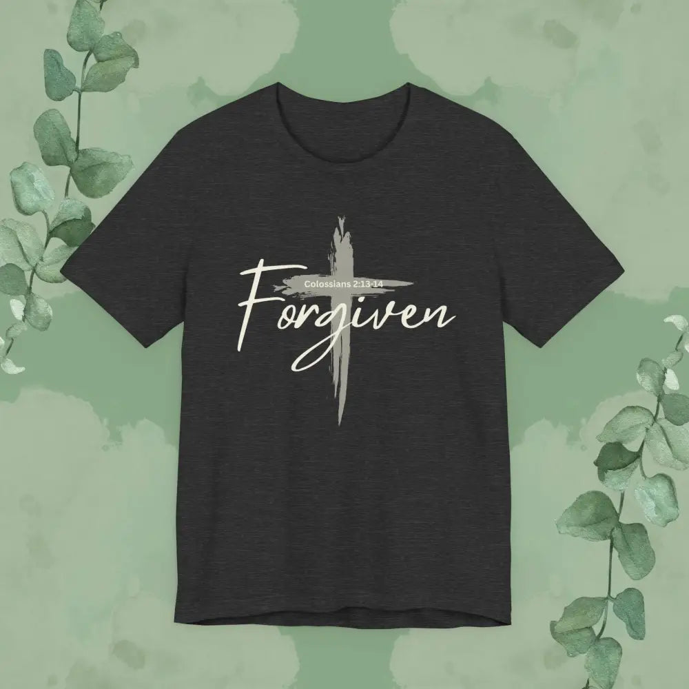 Forgiven – Colossians 2:13-14 T-Shirt - Dark Grey Heather / S - T-Shirt