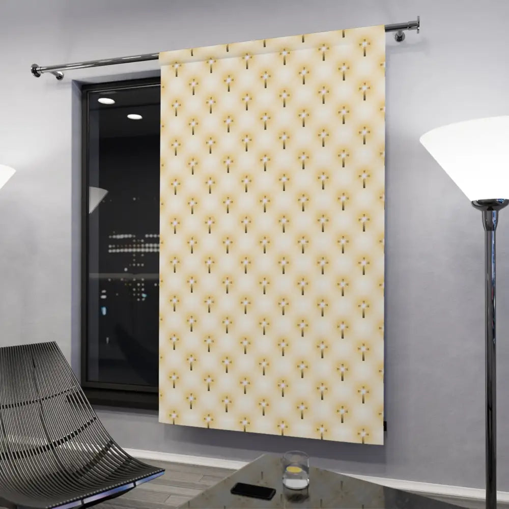 Glorious Cross Blackout Curtain – Elegant Christian Window Panel for Living Room Bedroom & Prayer Spaces - Blackout