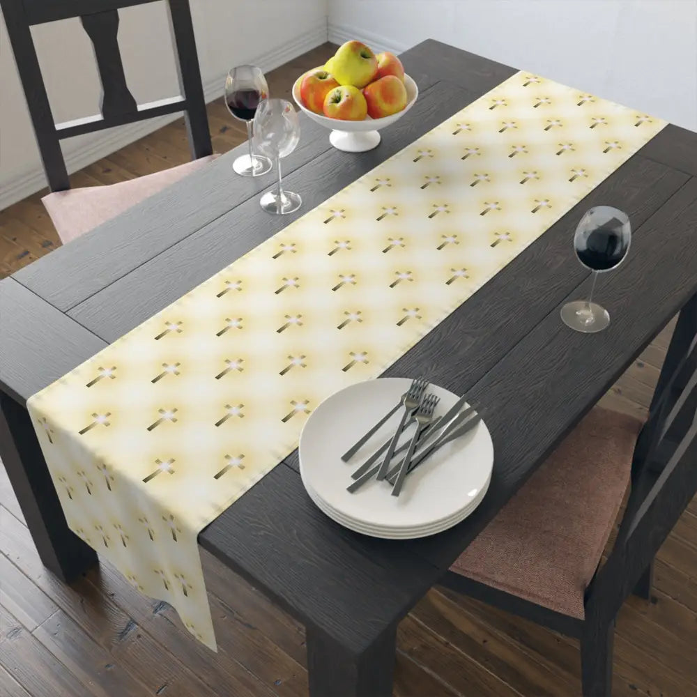Glorious Cross Table Runner – Elegant Christian Table Décor for Dining Weddings & Holidays - 16’’ × 72’’ / Cotton Twill