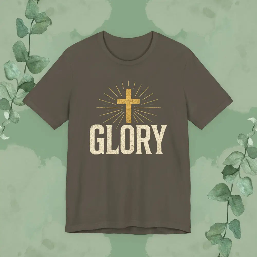 GLORY Christian T-Shirt | Radiant Cross Gospel Tee - Army / S - T-Shirt