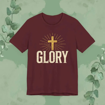 GLORY Christian T-Shirt | Radiant Cross Gospel Tee - Maroon / S - T-Shirt