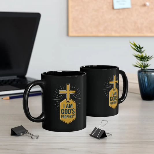 I Am God’s Property Black Ceramic Mug - 11oz - Mug