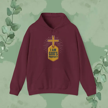 I Am God’s Property Christian Hoodie – Bold Faith Statement Sweatshirt - Maroon / S - Hoodie