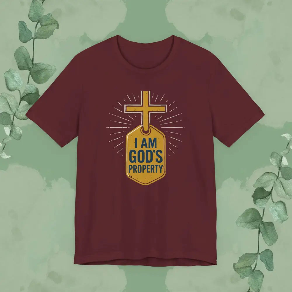 I Am God’s Property Unisex Jersey Short Sleeve Tee - Maroon / S - T-Shirt