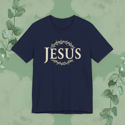 Jesus – Crown of Thorns Christian T Shirt | Faith Statement Tee | True Vine Design Navy / S T Shirt
