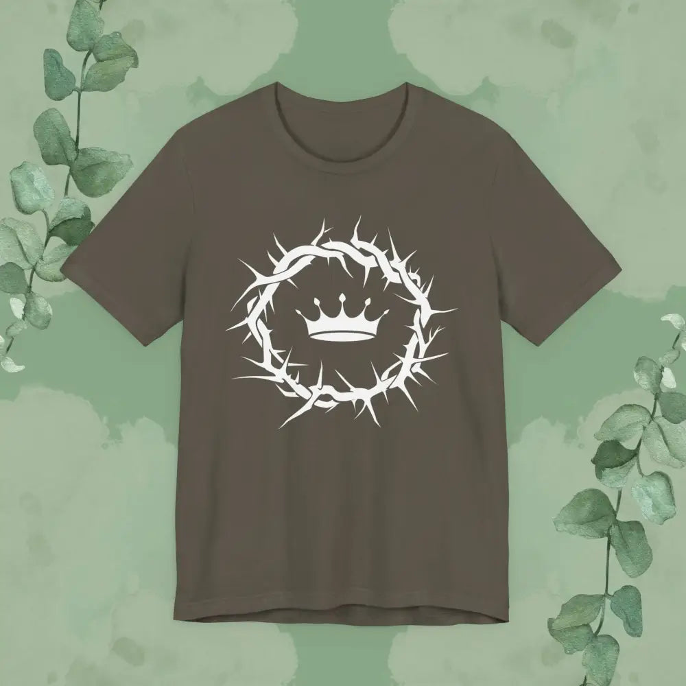 “Jesus Is King” Crown of Thorns T-Shirt – Bold Christian Minimalist Design - Army / XS - T-Shirt