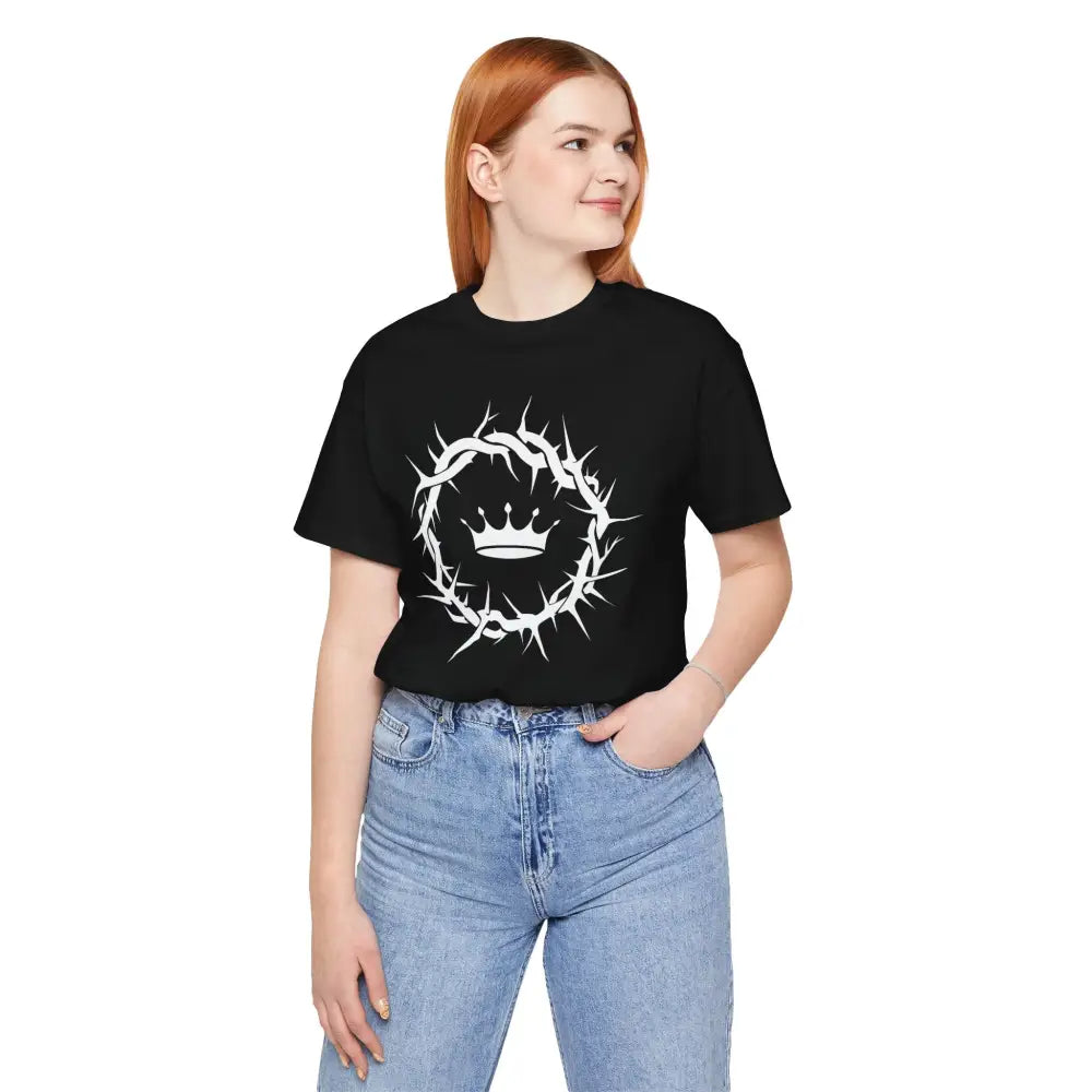 “Jesus Is King” Crown of Thorns T-Shirt – Bold Christian Minimalist Design - T-Shirt