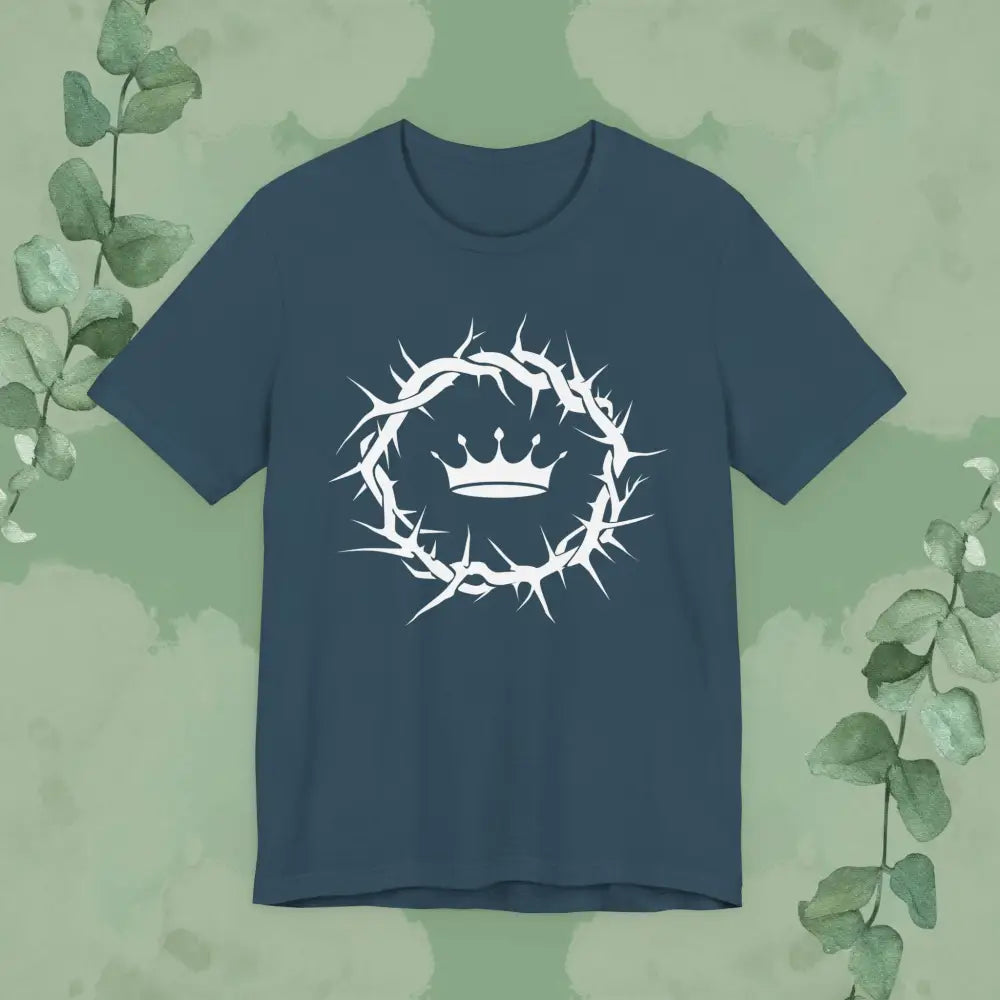 “Jesus Is King” Crown of Thorns T-Shirt – Bold Christian Minimalist Design - Deep Teal / XS - T-Shirt