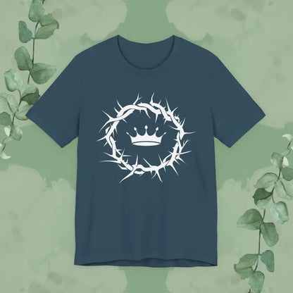 “Jesus Is King” Crown of Thorns T-Shirt – Bold Christian Minimalist Design - Deep Teal / XS - T-Shirt