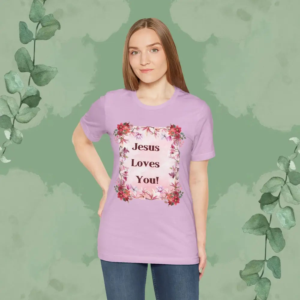 “Jesus Loves You!” Floral Christian T-Shirt – Uplifting Faith & Encouragement Tee - T-Shirt