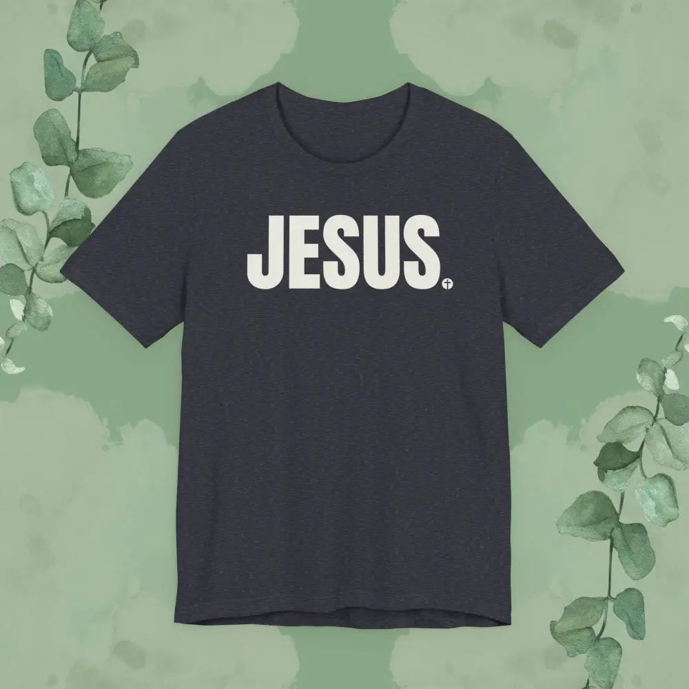 JESUS Period – Bold Christian T-Shirt with Cross Design | True Vine Design - Heather Navy / S - T-Shirt