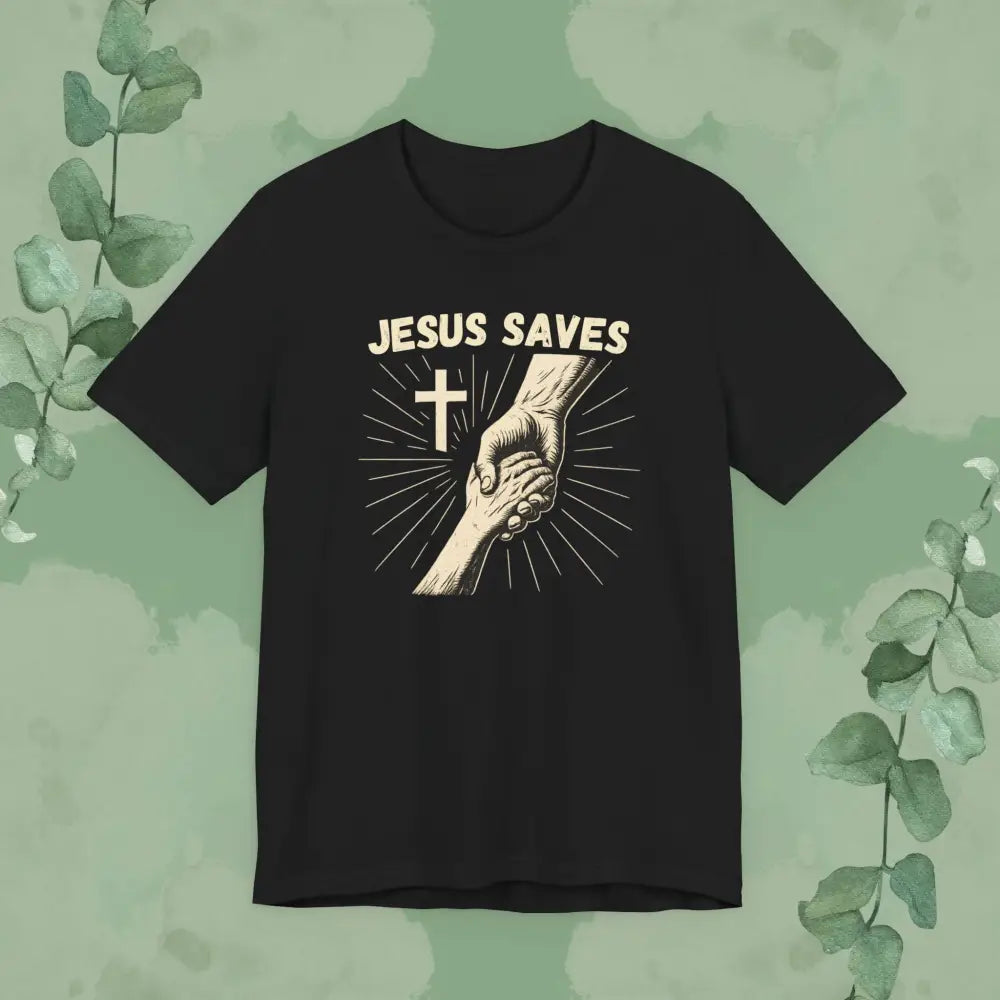 Jesus Saves – Hand of Salvation Christian T Shirt Black / S T Shirt