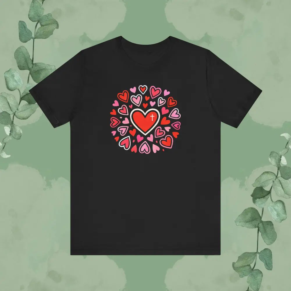 Love Flows Out from the Cross – Faith & Love Tee - Black / S - T-Shirt