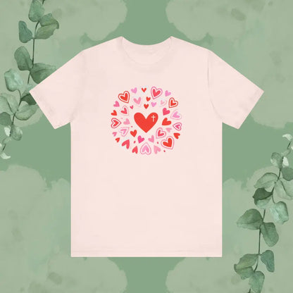 Love Flows Out from the Cross – Faith & Love Tee - Soft Pink / S - T-Shirt