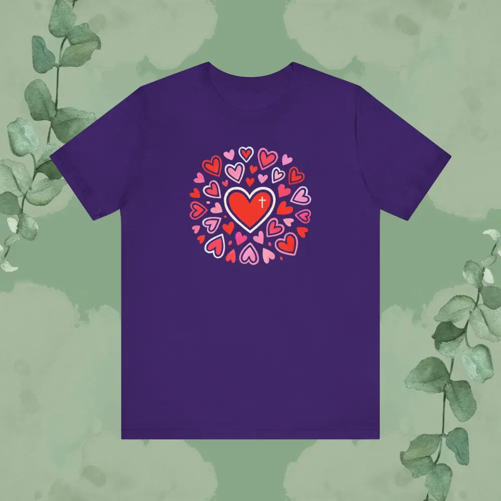 Love Flows Out from the Cross – Faith & Love Tee - Team Purple / S - T-Shirt