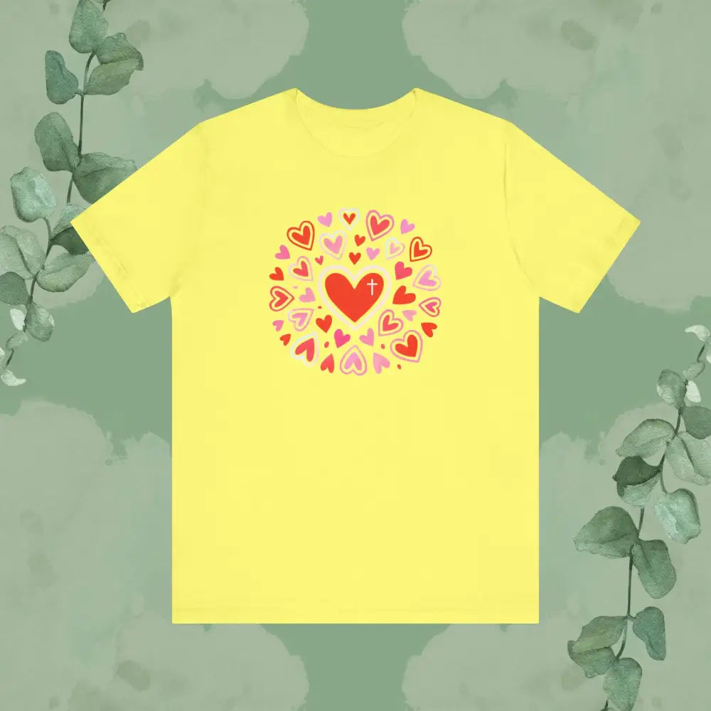 Love Flows Out from the Cross – Faith & Love Tee - Yellow / S - T-Shirt