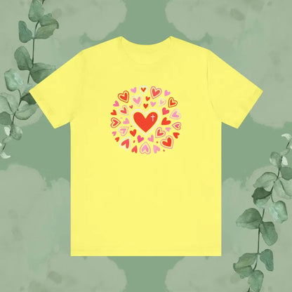 Love Flows Out from the Cross – Faith & Love Tee - Yellow / S - T-Shirt