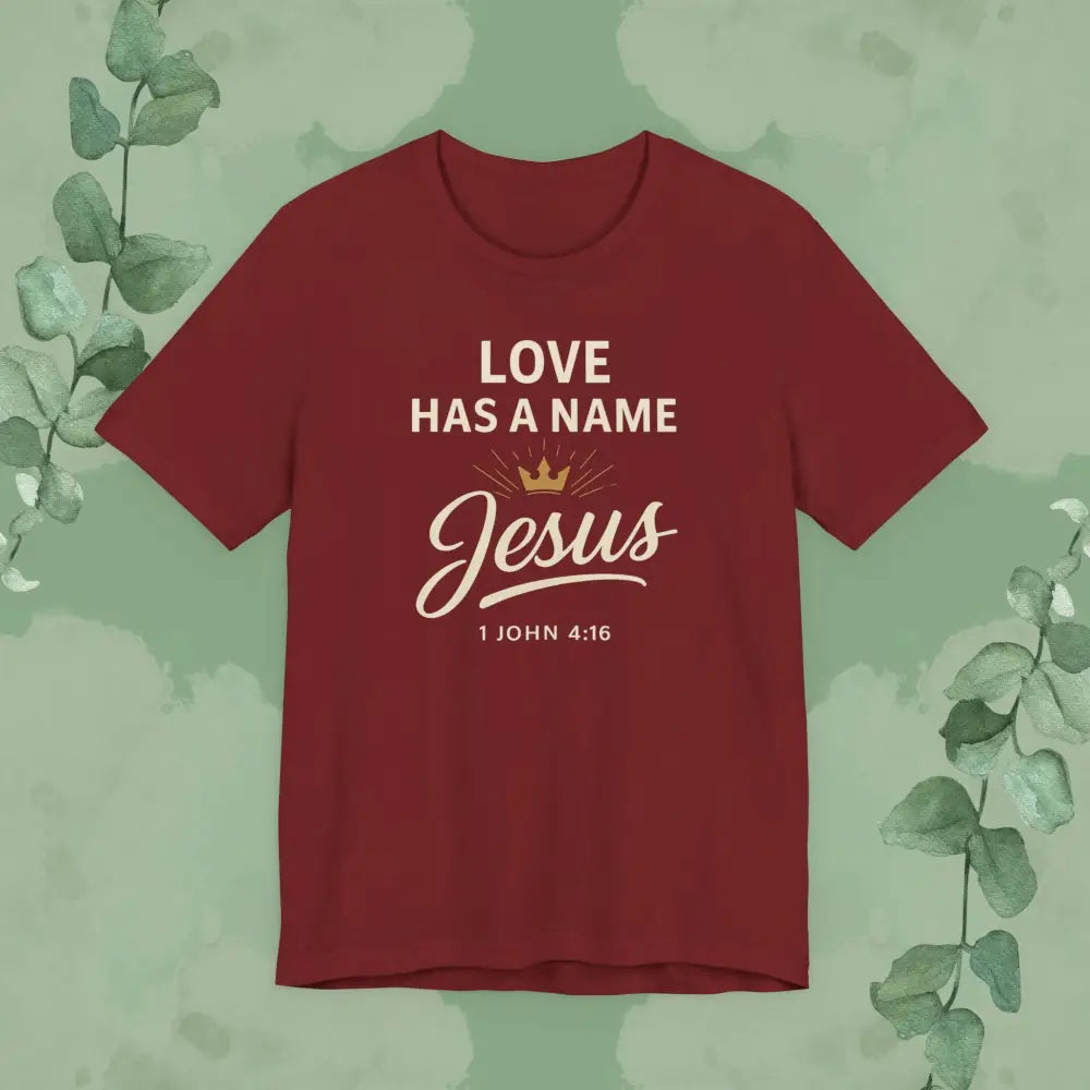 Love Has a Name – Jesus | T-Shirt - Cardinal / S - T-Shirt
