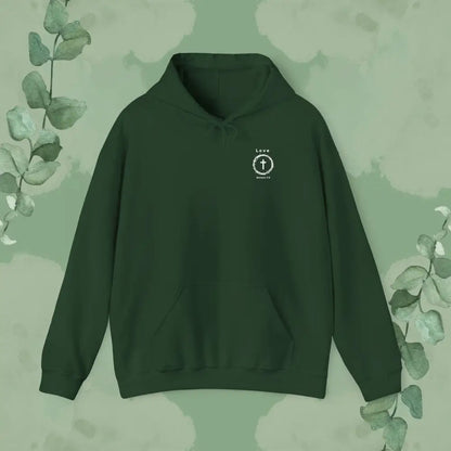 Love Is As Love Does – Romans 5:8 Christian Hoodie - S / Forest Green - Hoodie