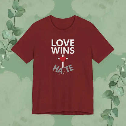 Love Wins – Christian T-Shirt | Faith Over Hate Tee | True Vine Design - Cardinal / S - T-Shirt