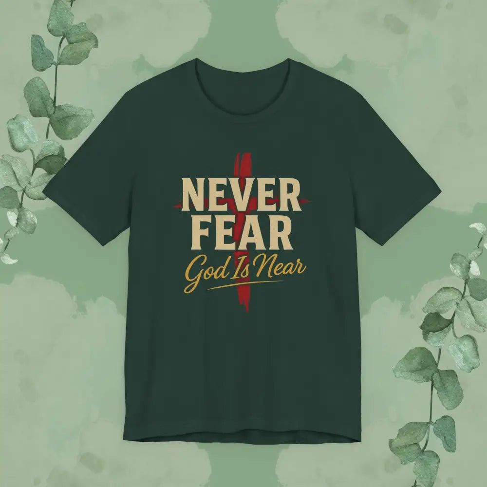 Never Fear God Is Near Christian T-Shirt - Forest / S - T-Shirt