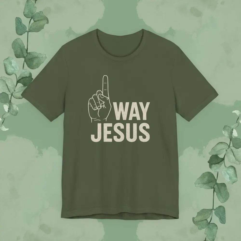 One Way Jesus T-Shirt - Military Green / S - T-Shirt
