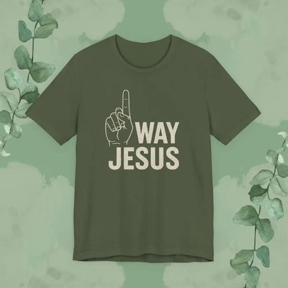 One Way Jesus T-Shirt - Military Green / S - T-Shirt
