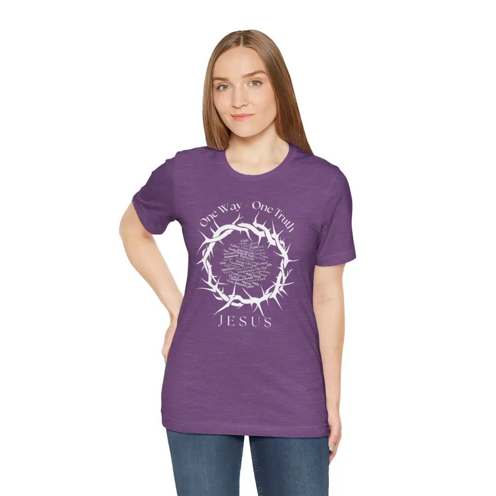 One Way – One Truth – Jesus Crown of Thorns T-Shirt – Christian Word Cloud Design - T-Shirt