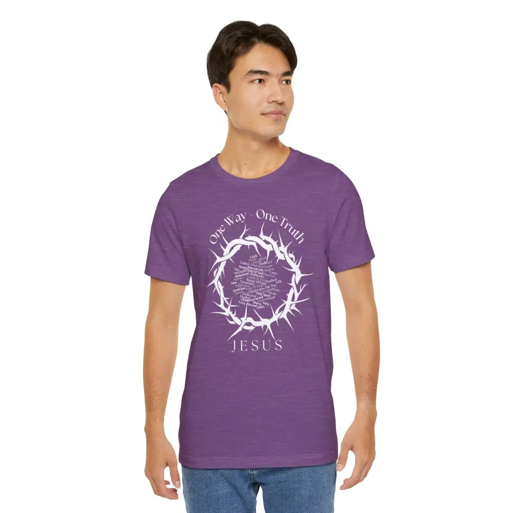 One Way – One Truth – Jesus Crown of Thorns T-Shirt – Christian Word Cloud Design - T-Shirt