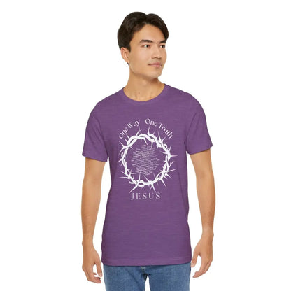 One Way – One Truth – Jesus Crown of Thorns T-Shirt – Christian Word Cloud Design - T-Shirt