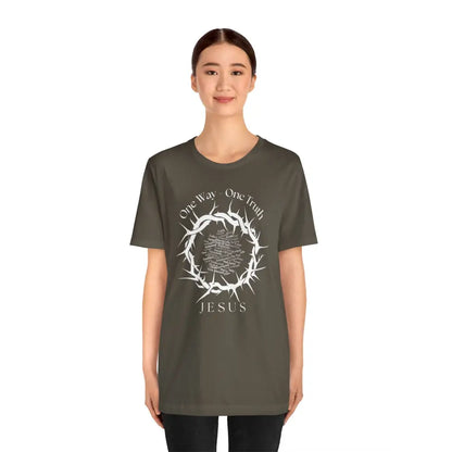 One Way – One Truth – Jesus Crown of Thorns T-Shirt – Christian Word Cloud Design - T-Shirt