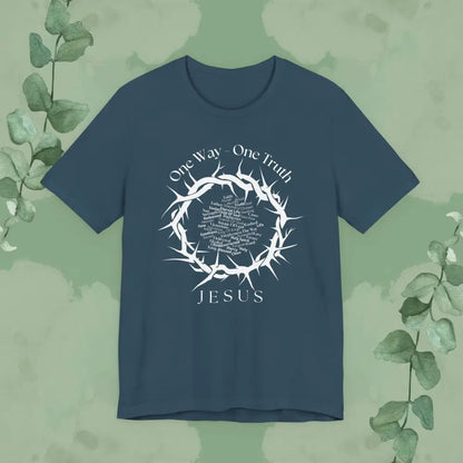 One Way – One Truth – Jesus Crown of Thorns T-Shirt – Christian Word Cloud Design - T-Shirt